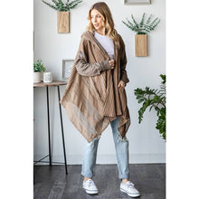 Coffee Mix Media Lace Hooded Long Sleeve Oli+Hali Cardigan