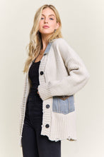 Ivory Distressed Ribbed Knit Cardigan