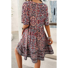 Navy Allover Print Lace Trim Loose A Line Dress