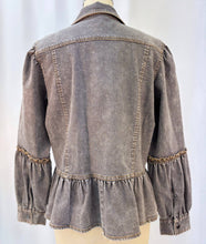 Acid Wash Ruffled Detail Denim Jacket
