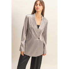 Grey Satin Long Sleeve Blazer