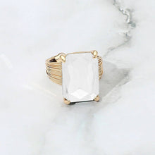 Black Emerald Cut Stone Adjustable Ring