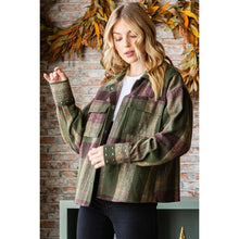 Olive Plaid Stud Cuff Shirt Veveret Jacket