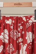Red Printed Wide-Leg Pants with Ruffle Hem