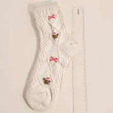 White Embroidered Christmas Reindeer Beige Socks