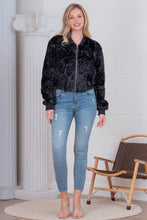 Black Textured Rosette Embellishment fur