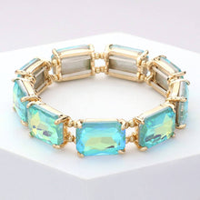 Multi Emerald Cut Stone Stretch Evening Bracelet