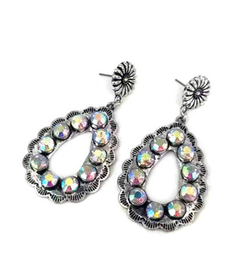 Western Teardrop Cut Crystal Dangle Earring