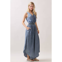Medium Wash Tencel Surplice Sleeveless Jumper