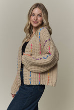 Ivory Multicolor Stitch Knit Cardigan