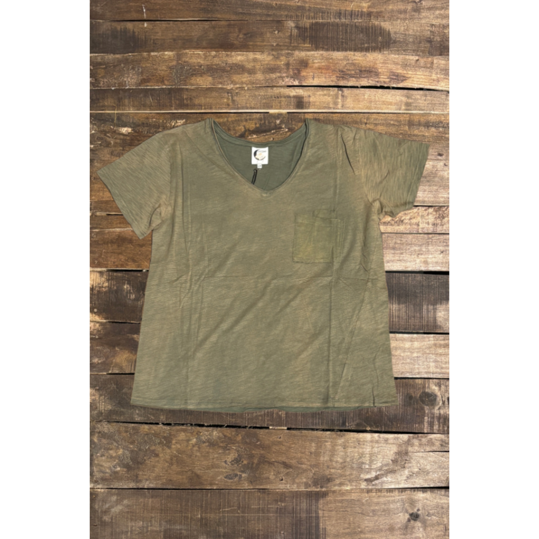 Vintage Moss Moon Dance V-Neck Jaded Gypsy Tee