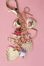 Gold Porcelain Bows Hears Pearl Strawberry Bag Charm