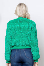 Black Textured Rosette Embellishment fur