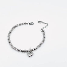 To My Granddaughter Heart Charm Stainless Steel Bracelet with Blessing Cards: