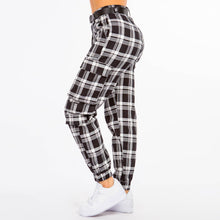 Black White High Waist Plaid Patter Joggers
