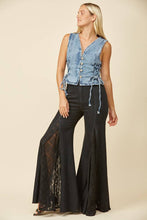 Black Denim Lace Wide Leg Jeans