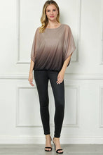 Stone Brown Ombre Glitter Chiffon Ponch Blouse
