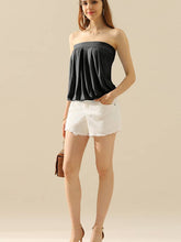 Black Basic Sleeveless Pleated Tube Top