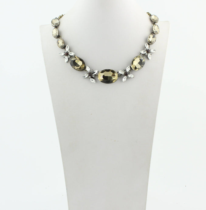 Champagne Floral Crystal Necklaces