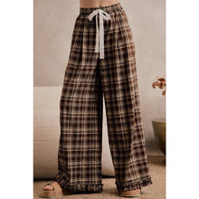 Brown Plaid Check Wide Leg Pants