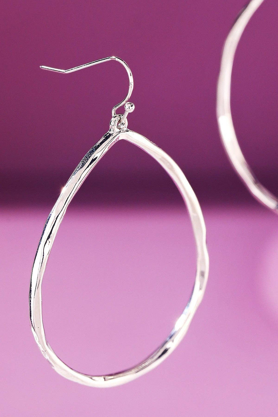 Hammered Teardrop Earrings: RH-SILVER / 2 / OS