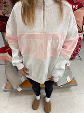 Pearl Grey And Pink Sunkissed Embroider Quarter-Zip Hoodie