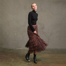 Leopard Mesh Tiered Skirt with Elastic Waist