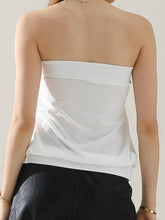 White Basic Sleeveless Pleated Tube Top