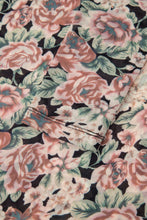 Brown Retro Floral Print Mesh Mock Neck Top