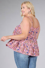 Mauve Plus Size Top Floral Paisley Print Ruffle Cami