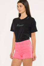 Neon Pink High Rise Denim Kancan Shorts