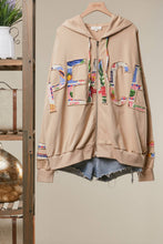 Beige Flower Fabric Detail Hooded Sweatshirt