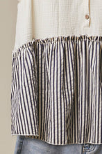 Ivory Striped Tiered Button Sleeveless Mello Top
