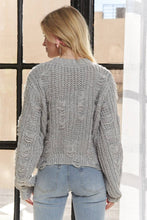 Grey Long Sleeve Distress Knit Sweater