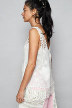 White V-neck sleeveless floral embroidery crochet POL top