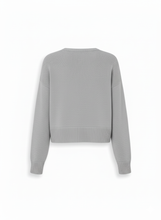 Camellia Rhinestone Sweater Cropped Knit Pullover: Grey / Missy, Contemporary / One Size