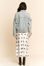 Denim Blue Mesh Stitching Button Down Davi & Dani Jacket