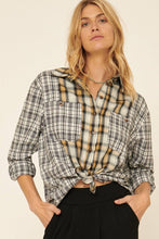 Honey Gold Colorblock Plaid Oversize Buttoned Pocket Shirt