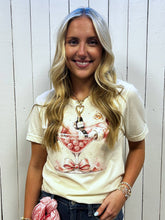 Natural Pink Champagne Santa Rhinestone Graphic Christmas Tee
