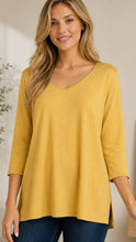 Mustard Solid Knit Quarter Sleeve Top