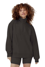 Black Long Sleeve Half Zip Sweatshirt Fleece Oversized Pullover Sweater
