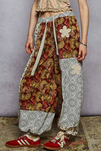 Red Multi Crochet patch detail contrast patchwork printed woven POL pants