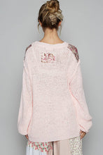 Pink Blush Round neck solid pocket thin sweater POL top