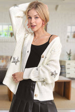 Off White Button Down Sequins Cardigan