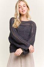 Charcoal Grey Crocheted Open Knit Pullover