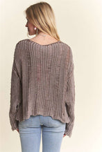 Mocha Distressed Mineral Washed Sweater