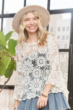 White Bell Sleeve Crochet Top