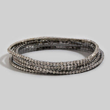 Silver Five Piece Rhinestone Stretch Bracelet Set