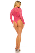 Pink Sheer Bodysuit with Rhinestones