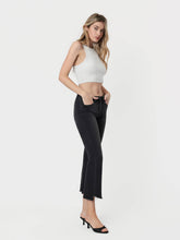 Black Mid Rise Raw Step Hem Crop Flare Vervet Jeans